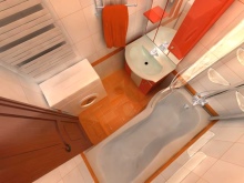 Salle de bains orange et blanche