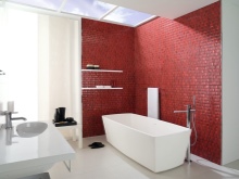 design de salle de bain rouge