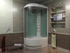 Cabine de douche avec un bac à douche profond