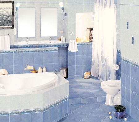 Salle de bain bleue