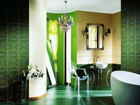 Salle de bain verte