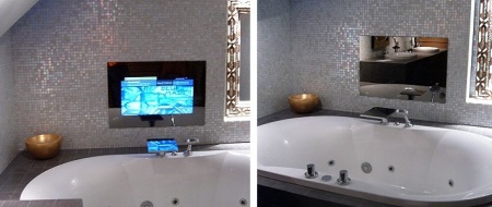 Miroir TV dans la baignoire