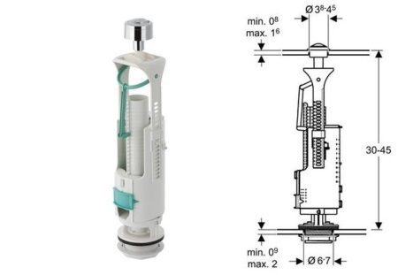 Robinet de chasse d'eau WC avec raccord inférieur